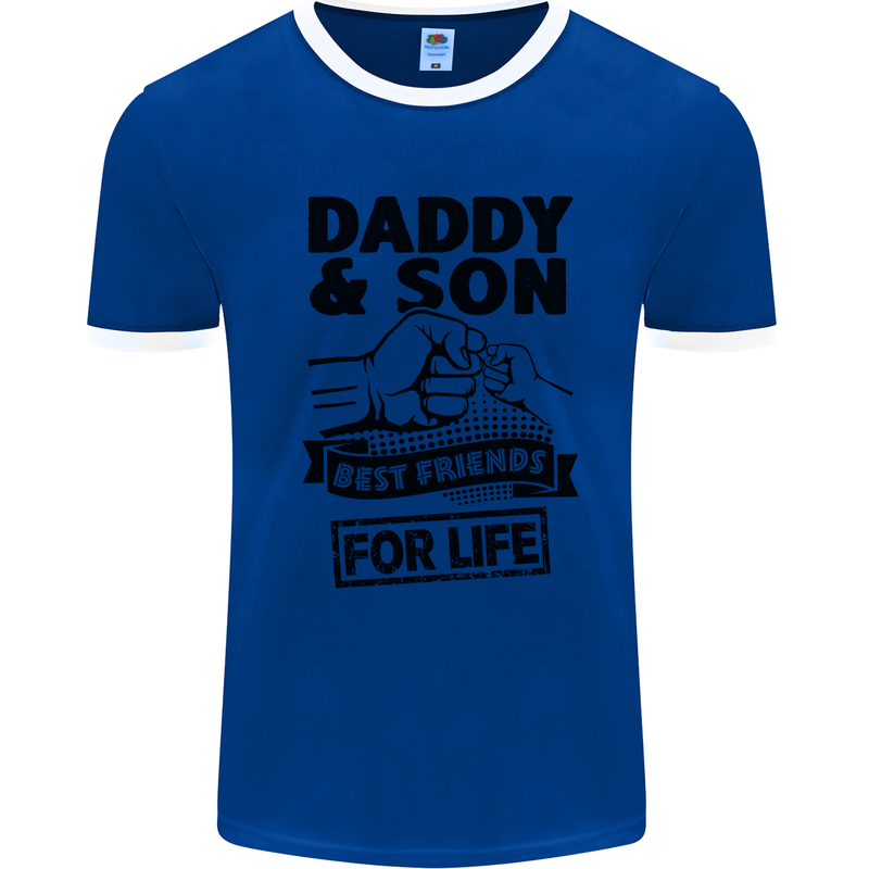 Daddy & Son Best Friends Father's Day Mens White Ringer T-Shirt Royal Blue/White