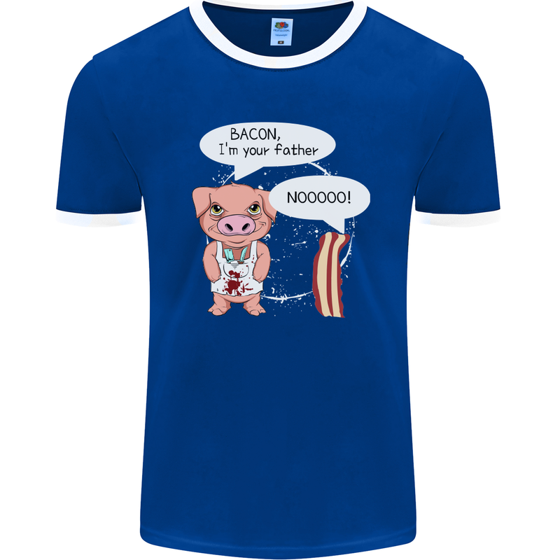 Bacon I'm Your Father Funny Food Diet Mens Ringer T-Shirt FotL Royal Blue/White