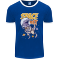 Space T-Rex Dinosaur Dino Astronaut Mens Ringer T-Shirt FotL Royal Blue/White