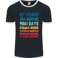 27th Birthday 27 Year Old Mens Ringer T-Shirt FotL Black/White