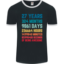 27th Birthday 27 Year Old Mens Ringer T-Shirt FotL Black/White