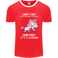 Unicorn I Don't Fart Funny Farting Farter Mens Ringer T-Shirt FotL Red/White