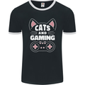 Cats and Gaming Funny Gamer Mens Ringer T-Shirt FotL Black/White