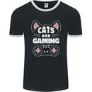 Cats and Gaming Funny Gamer Mens Ringer T-Shirt FotL Black/White