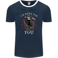 I'm Here For You Grim Reaper Skull Devil Mens Ringer T-Shirt FotL Navy Blue/White