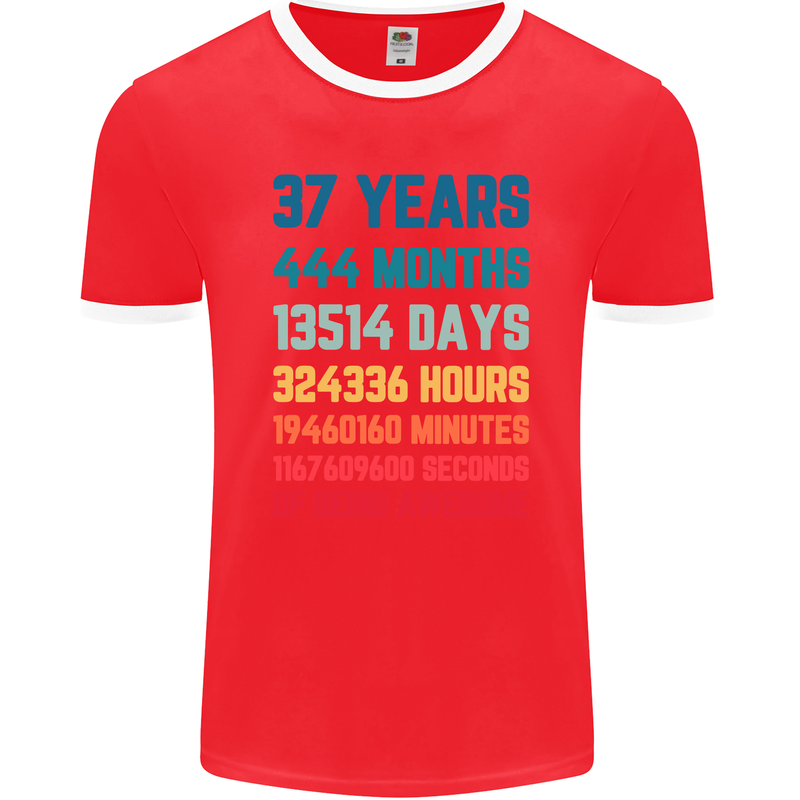 37th Birthday 37 Year Old Mens Ringer T-Shirt FotL Red/White