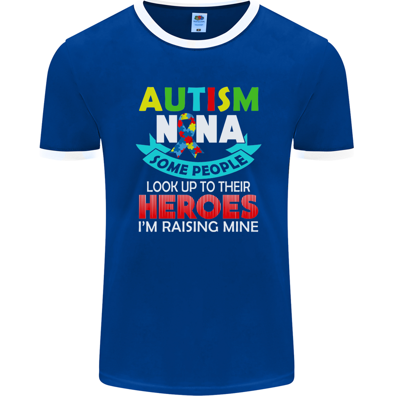 Autism Nana Grandparents Autistic ASD Mens Ringer T-Shirt FotL Royal Blue/White