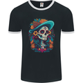 Los Muertos Day of the Dead Sugar Skull Mens Ringer T-Shirt FotL Black/White