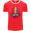 LGBTQI+ Rights Gay Pride Awareness LGBT Mens Ringer T-Shirt FotL Red/White