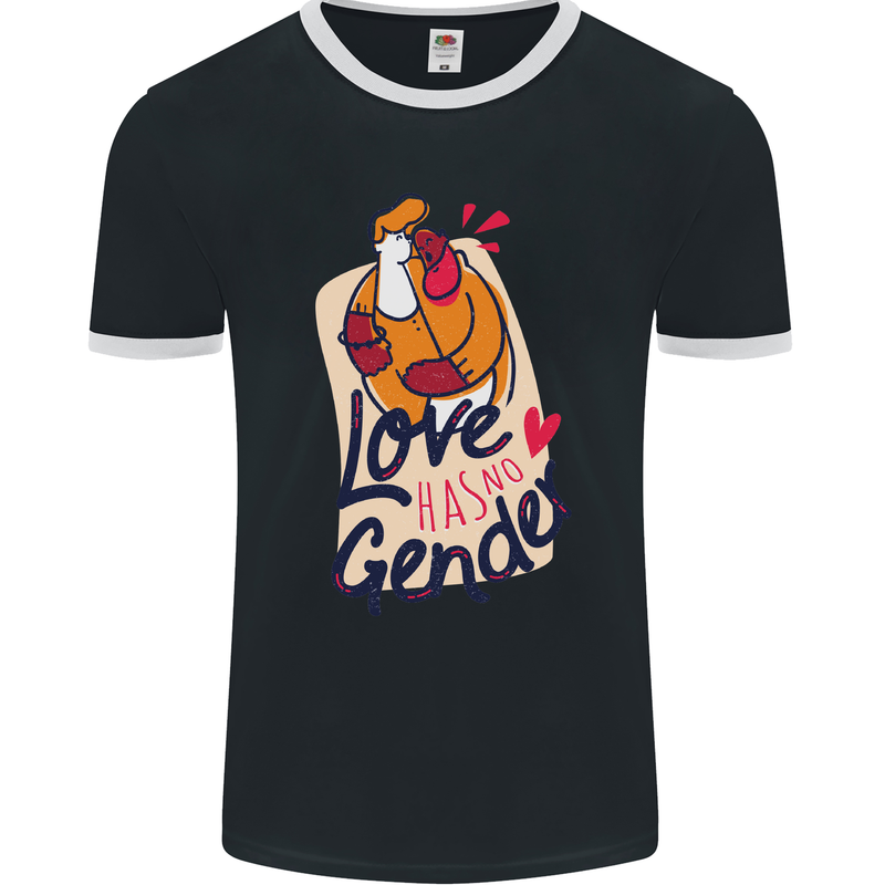 LGBT Love Has No Gender Gay Pride Day Mens Ringer T-Shirt FotL Black/White