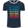 67th Birthday 67 Year Old Mens Ringer T-Shirt FotL Navy Blue/White