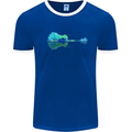 Guitar Reflection Guitarist Bass Acoustic Mens Ringer T-Shirt FotL Royal Blue/White