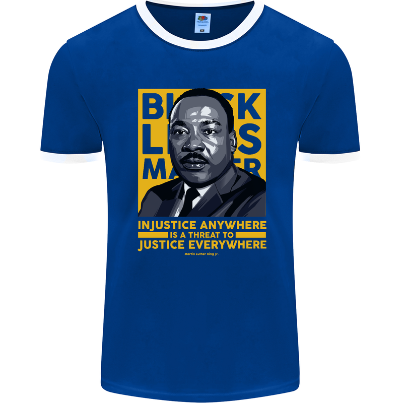 MLK Martin Luther King Black Lives Matter Mens Ringer T-Shirt FotL Royal Blue/White