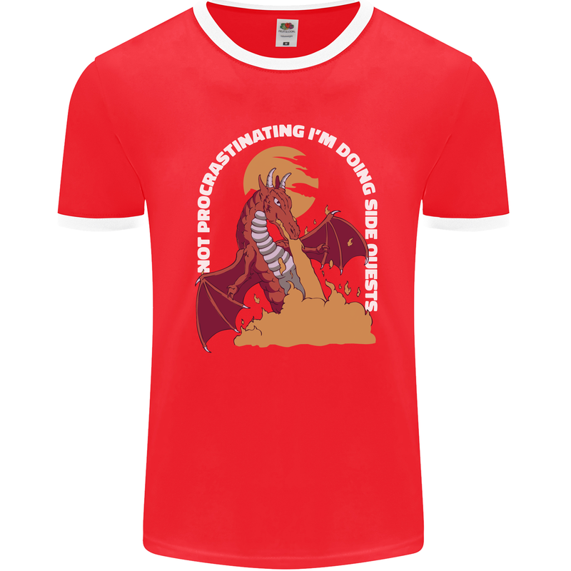 Side Quests Funny Role Playing Games RPG Mens Ringer T-Shirt FotL Red/White