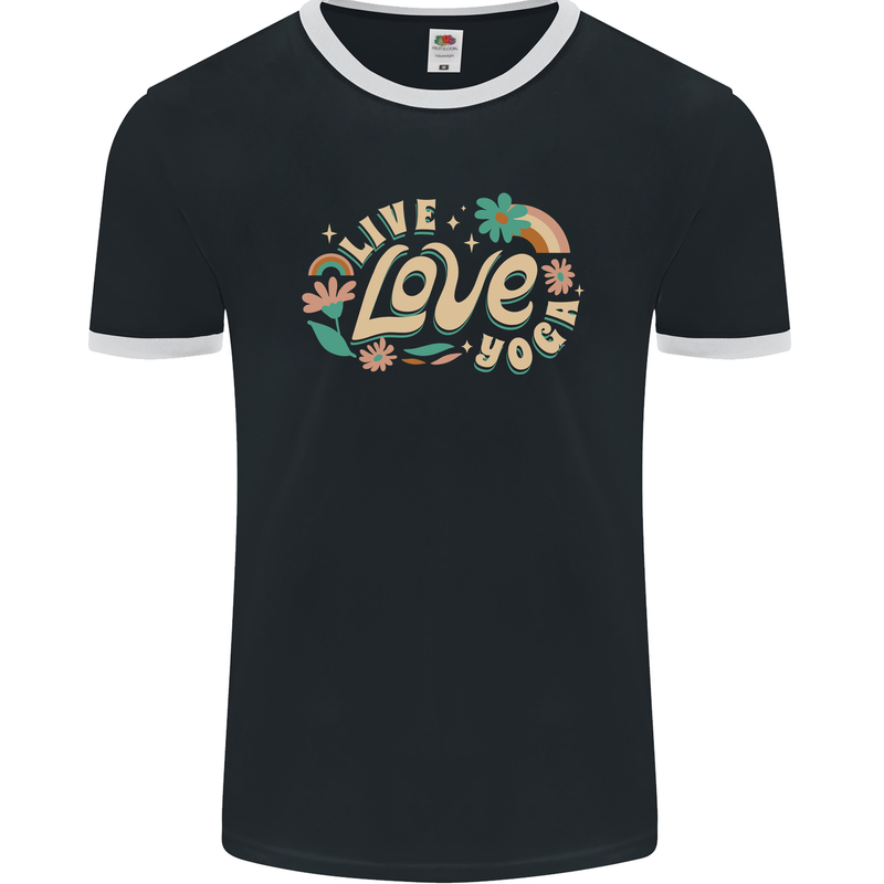 Live Love Yoga Mens Ringer T-Shirt FotL Black/White