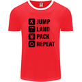 Skydiving Jump Land Pack Funny Skydiver Mens White Ringer T-Shirt Red/White