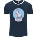 Christmas Unicorn Snow Globe Mens Ringer T-Shirt FotL Navy Blue/White