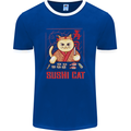 Funny Sushi Cat Food Fish Chef Japan Mens Ringer T-Shirt FotL Royal Blue/White