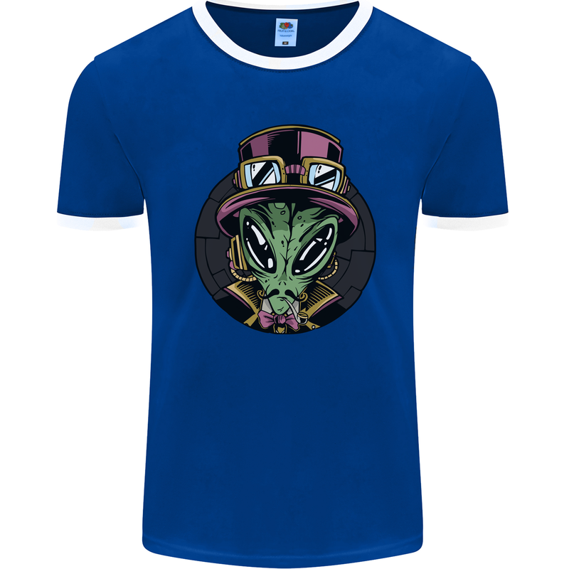 Steampunk Alien Mens Ringer T-Shirt FotL Royal Blue/White
