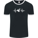 Pulse Badminton Player Funny ECG Mens Ringer T-Shirt FotL Black/White