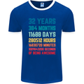 32nd Birthday 32 Year Old Mens Ringer T-Shirt FotL Royal Blue/White