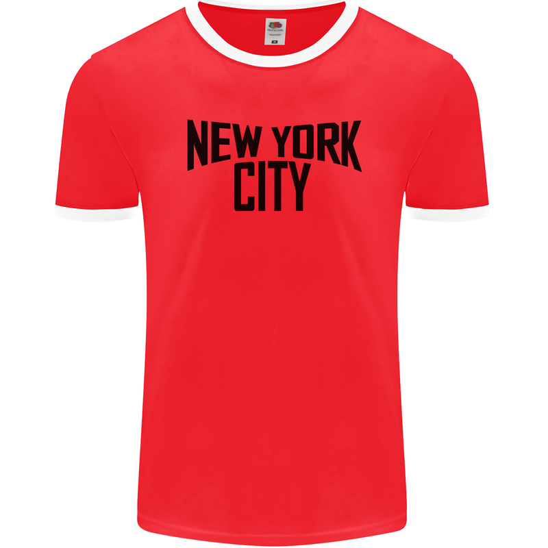 New York City as Worn by John Lennon Mens Ringer T-Shirt FotL Red/White