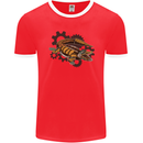Steampunk Crocodile Alligator Mens Ringer T-Shirt FotL Red/White
