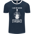 I Like My Guitar and 3 People Rock n Roll Mens Ringer T-Shirt FotL Navy Blue/White