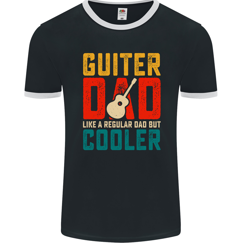 Guitar Dad Like a Normal Dad Fathers Day Mens Ringer T-Shirt FotL Black/White