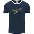 A Hawker Hurricane Flying Solo Mens Ringer T-Shirt FotL Navy Blue/White