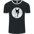 Funny Rock n Roll Salute Rabbit Silhouette Mens Ringer T-Shirt FotL Black/White