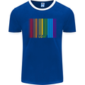 LGBT Barcode Gay Pride Day Awareness Mens Ringer T-Shirt FotL Royal Blue/White