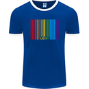 LGBT Barcode Gay Pride Day Awareness Mens Ringer T-Shirt FotL Royal Blue/White