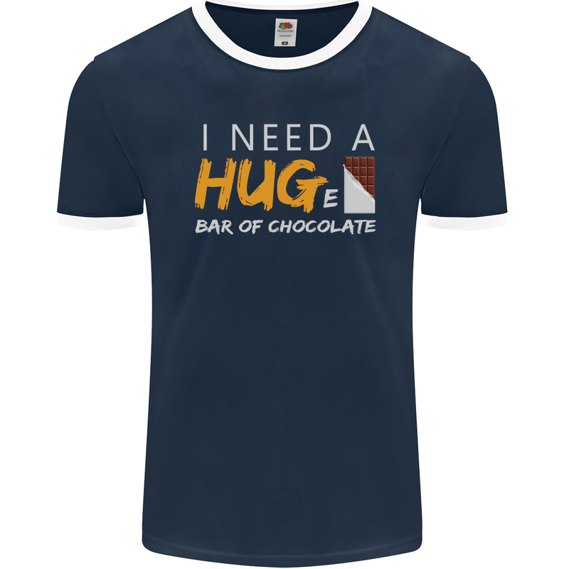 I Need a Huge Bar of Chocolate Mens Ringer T-Shirt FotL Navy Blue/White