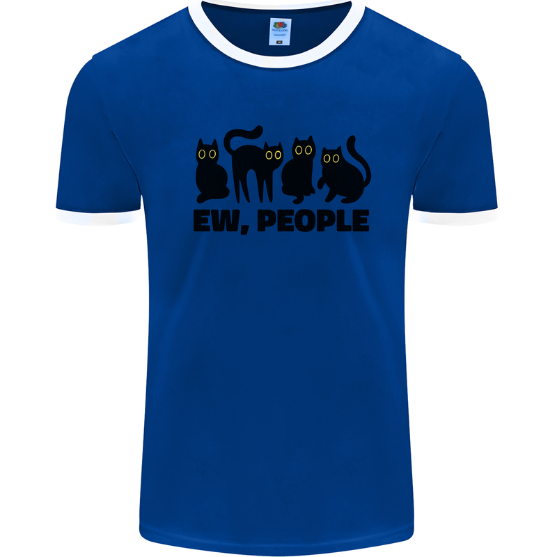 Ew People Cats Funny Mens White Ringer T-Shirt Royal Blue/White