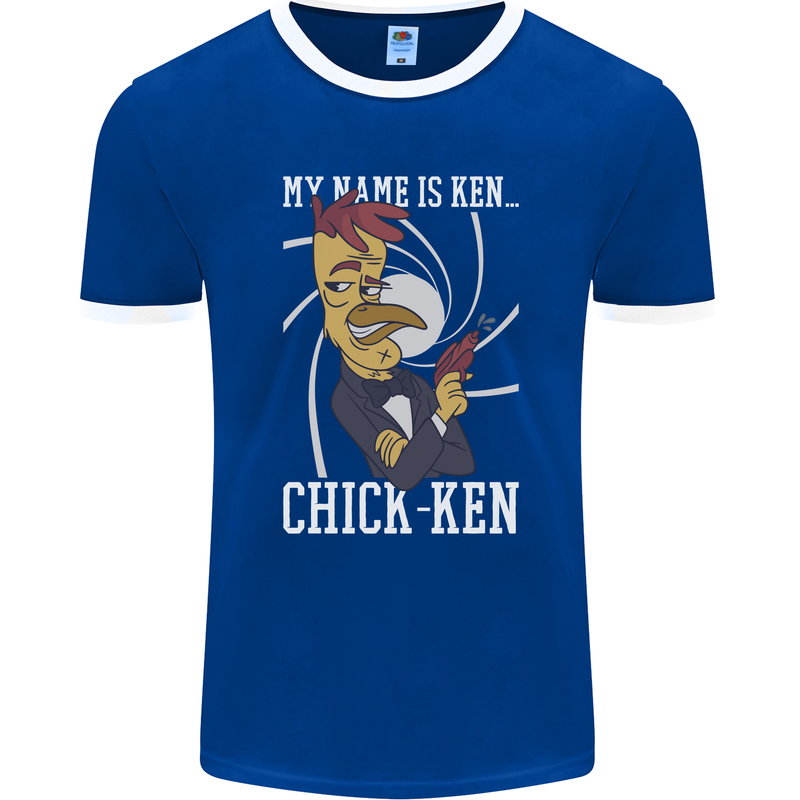 Funny Chicken Spy Parody Mens Ringer T-Shirt FotL Royal Blue/White