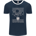 Take Me to the Mountains Trekking Hiking Mens Ringer T-Shirt FotL Navy Blue/White