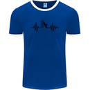 Cricket Pulse Cricketer Cricketing ECG Mens Ringer T-Shirt FotL Royal Blue/White