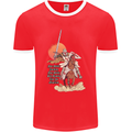 Knights Templar on a Horse Mens Ringer T-Shirt FotL Red/White