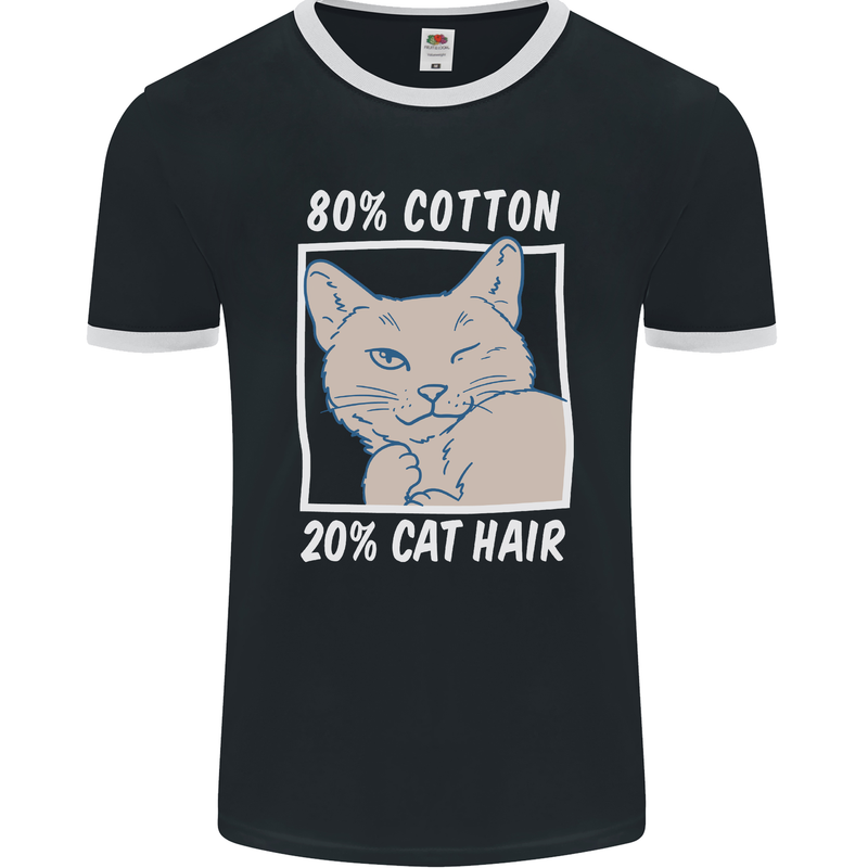 Part Cotton Part Cat Hair Funny Mens Ringer T-Shirt FotL Black/White