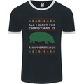 Hippopotamus Hippo Christmas Funny Mens Ringer T-Shirt FotL Black/White