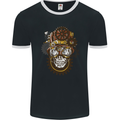 Steampunk Skull Mens Ringer T-Shirt FotL Black/White