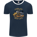 Farming Farm Life is the Best Life Farmer Mens Ringer T-Shirt FotL Navy Blue/White