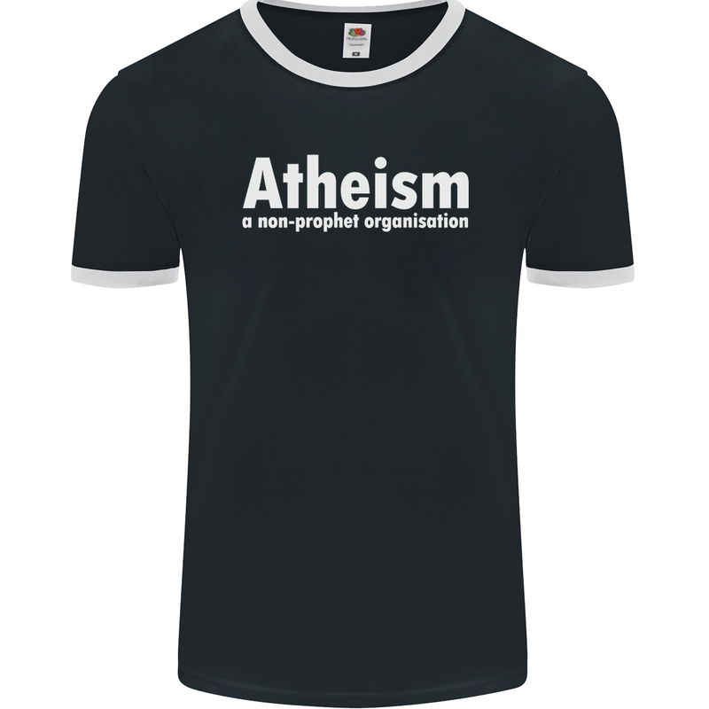 Atheism a Non Profit Organisation Atheist Mens Ringer T-Shirt FotL Black/White