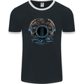 Three Headed Dragon Fantasy SCI-FI Mens Ringer T-Shirt FotL Black/White