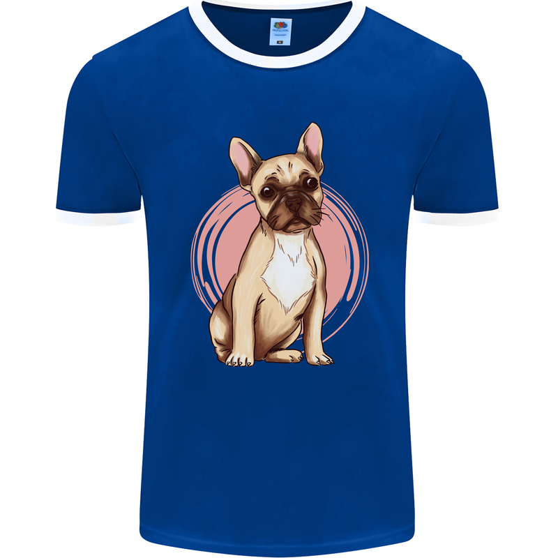 French Bulldog Mens Ringer T-Shirt FotL Royal Blue/White