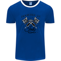 Addicted to Ink Tattoo Artist Tats Mens Ringer T-Shirt Royal Blue/White