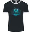 A Skeleton Hand Rising From a Graveyard Mens Ringer T-Shirt FotL Black/White