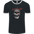 Straight Edge Skull Biker Motorcycle Mens Ringer T-Shirt FotL Black/White