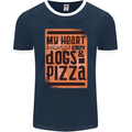 My Heart Belongs to Dogs & Pizza Funny Mens Ringer T-Shirt FotL Navy Blue/White